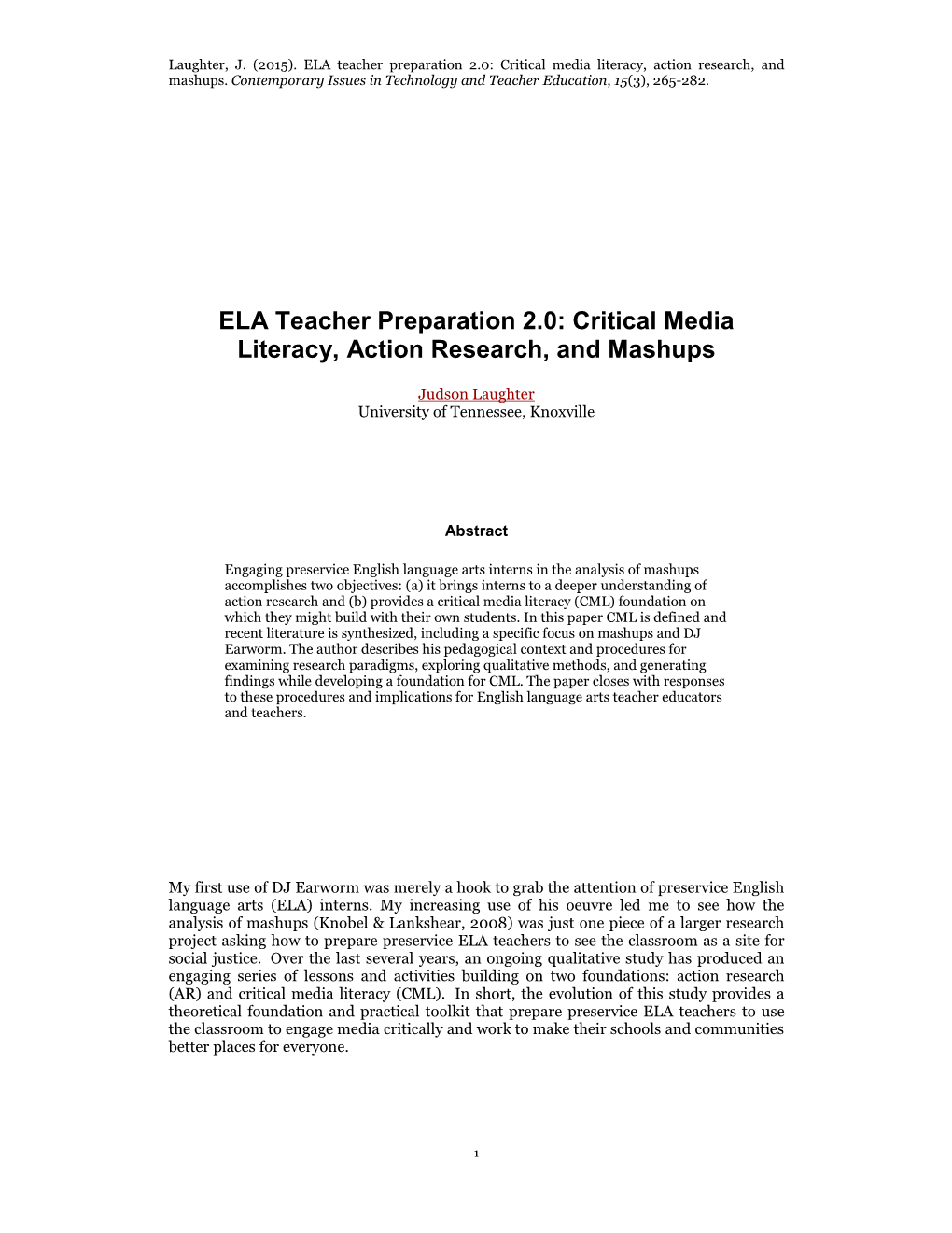 Critical Media Literacy, Action Research, and Mashups