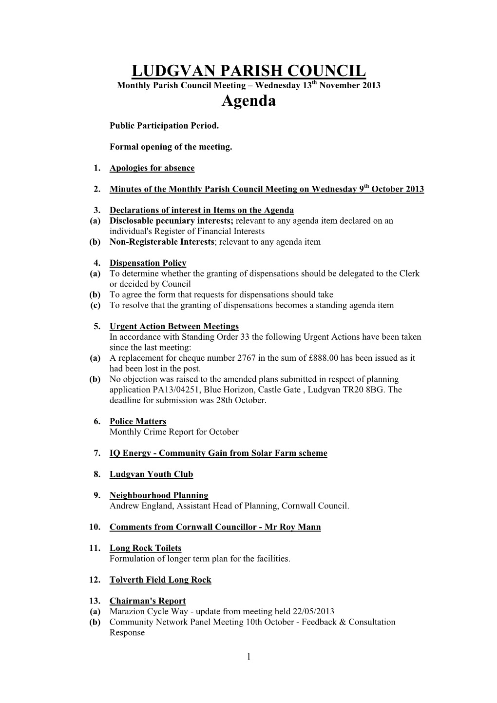 LUDGVAN PARISH COUNCIL Agenda