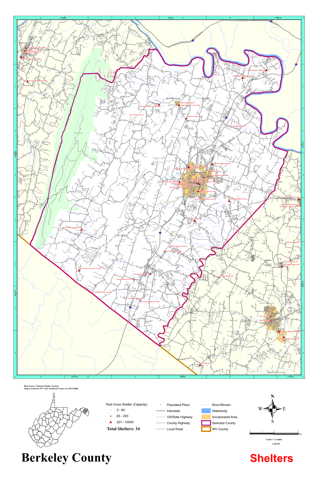 Shelters: 34 Local Road WV County 0 1 2 4