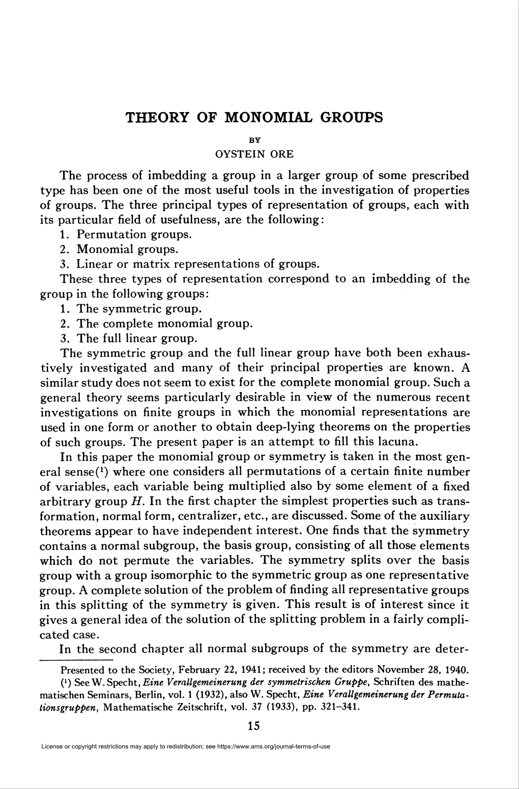 Theory of Monomial Groups