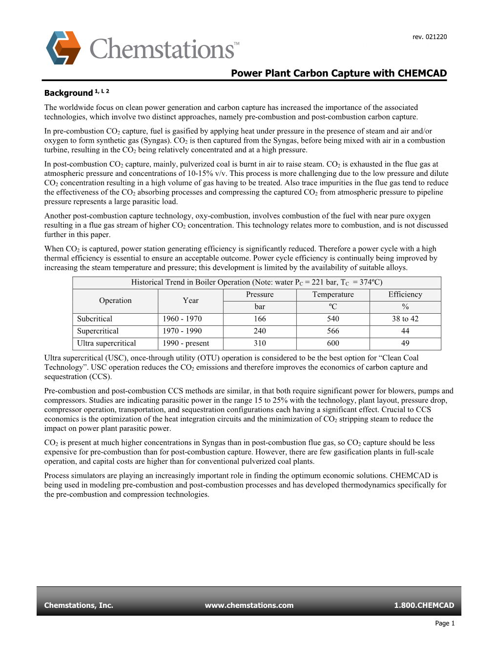 Power Plant Carbon Capture with Chemcadrev