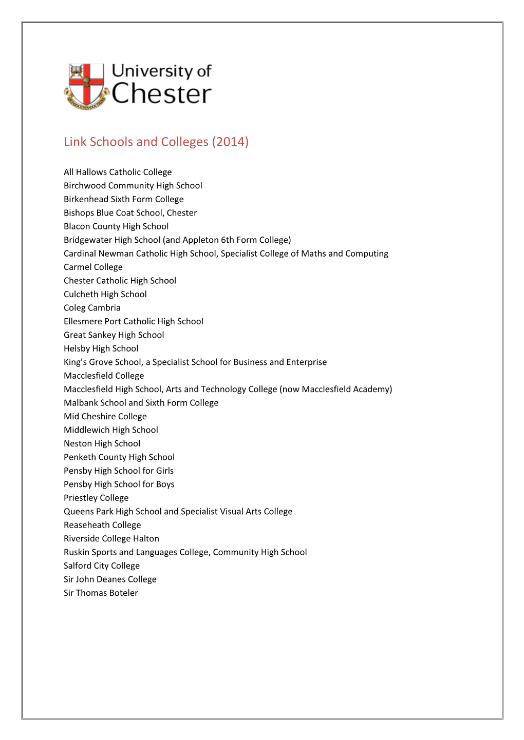 Link Schools and Colleges (2014)