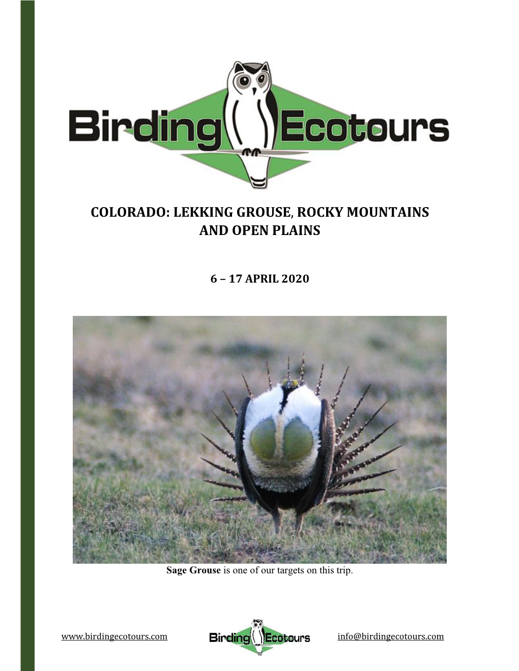 Colorado: Lekking Grouse, Rocky Mountains and Open Plains