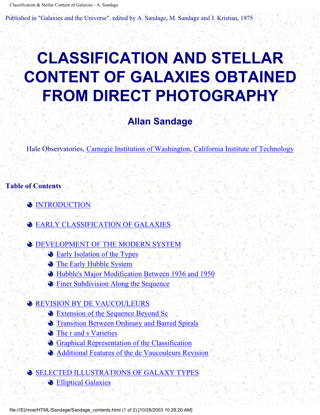 Classification & Stellar Content of Galaxies