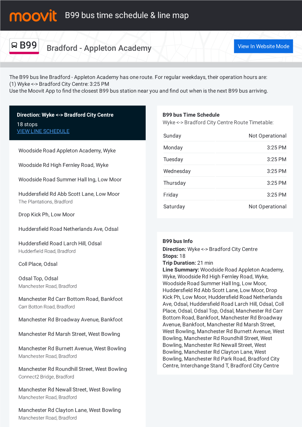 B99 Bus Time Schedule & Line Route