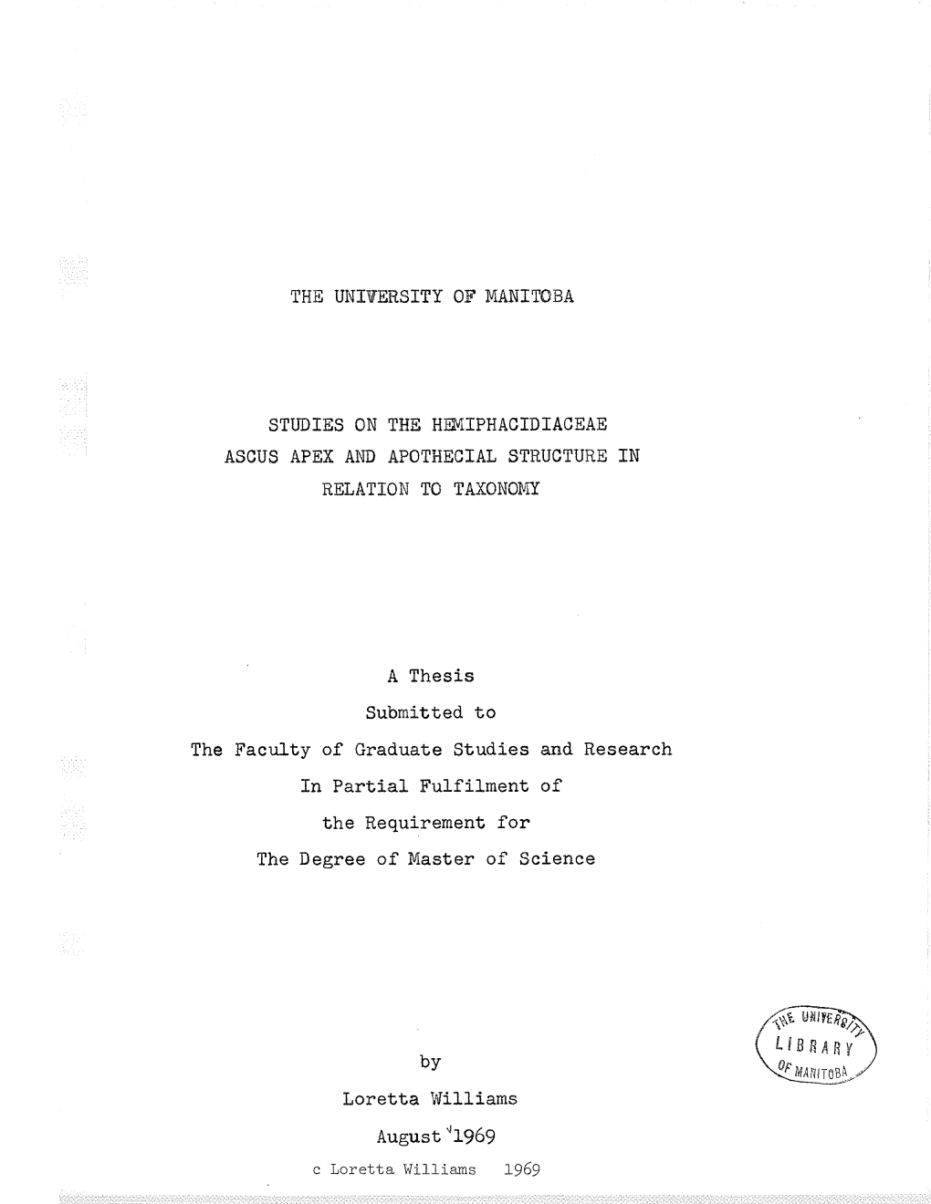 Fn Partial Fulfilment of the Requlrement for the Degree of Master of Science