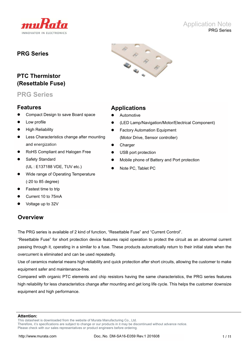 Circuit Protection（PRG Series）