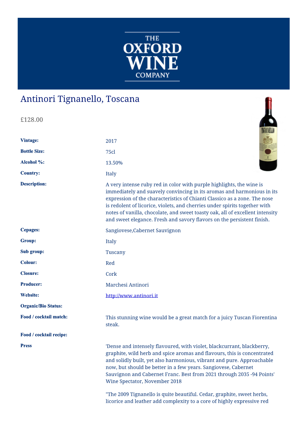 Antinori Tignanello, Toscana