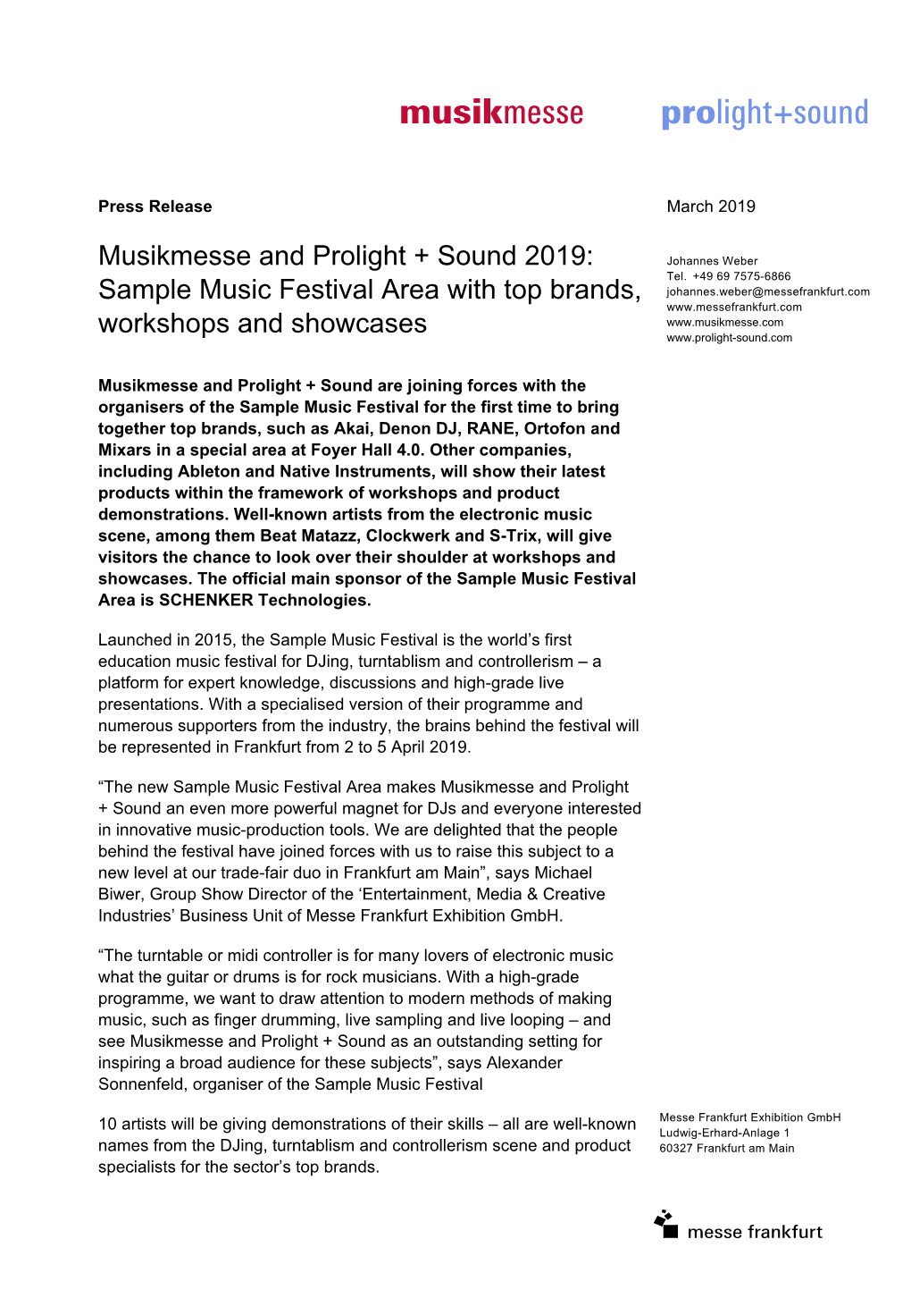 Musikmesse and Prolight + Sound 2019: Sample Music Festival Area