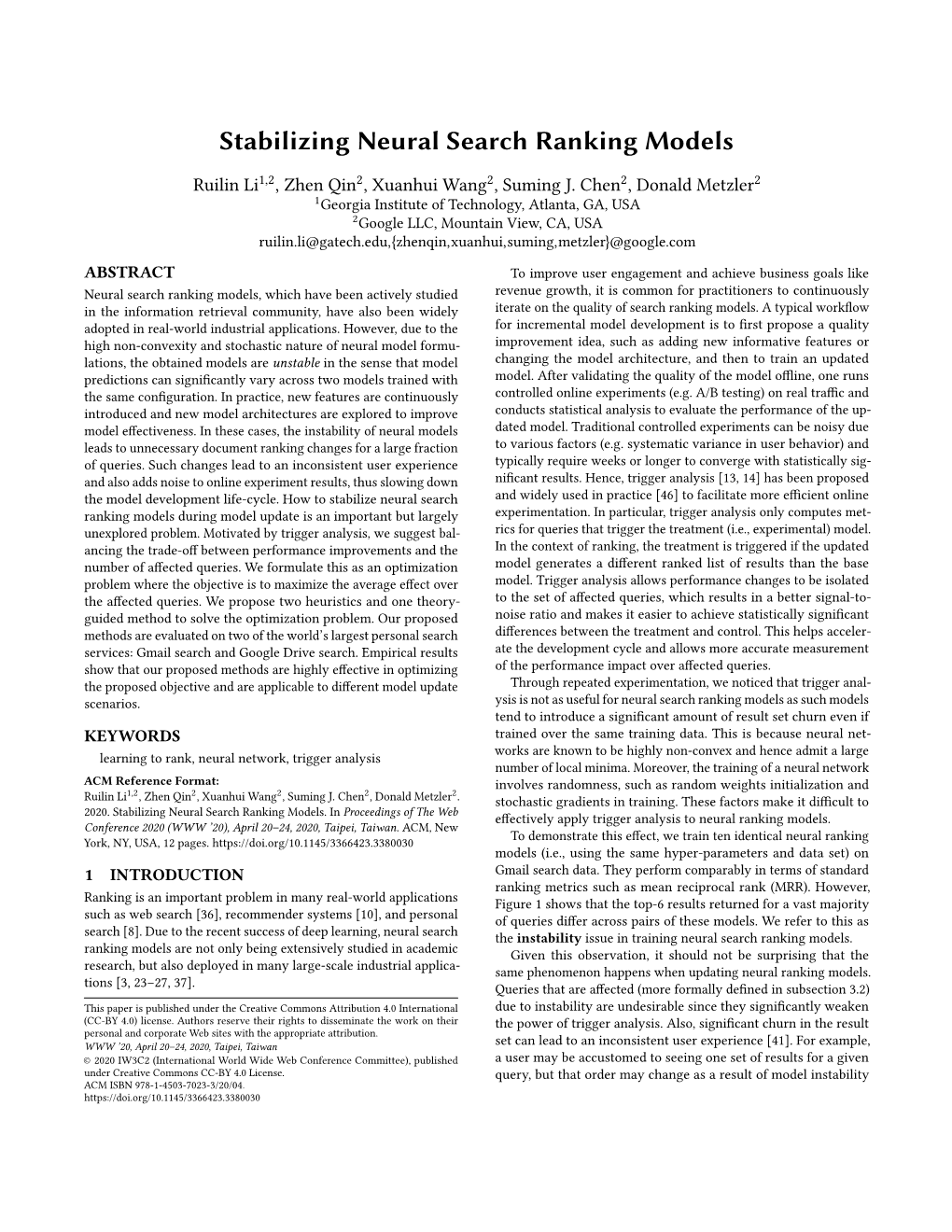 Stabilizing Neural Search Ranking Models