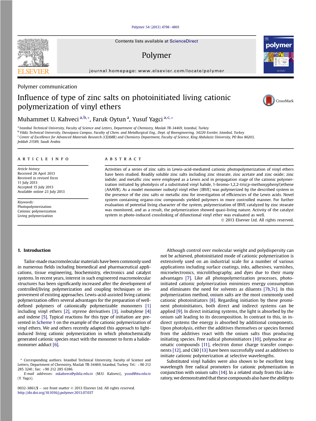 Influence of Type of Zinc Salts on Photoinitiated Living Cationic