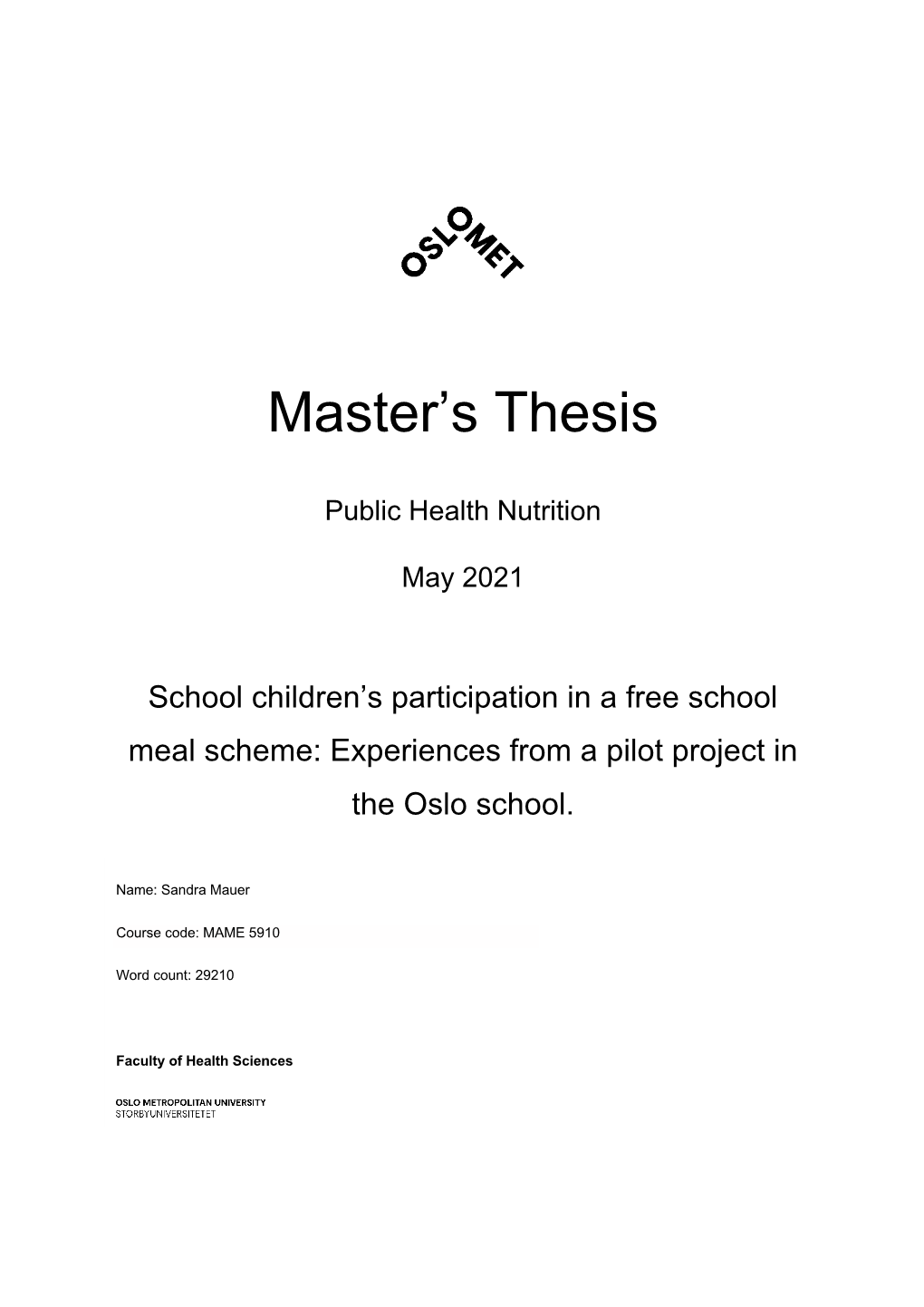 Master's Thesis