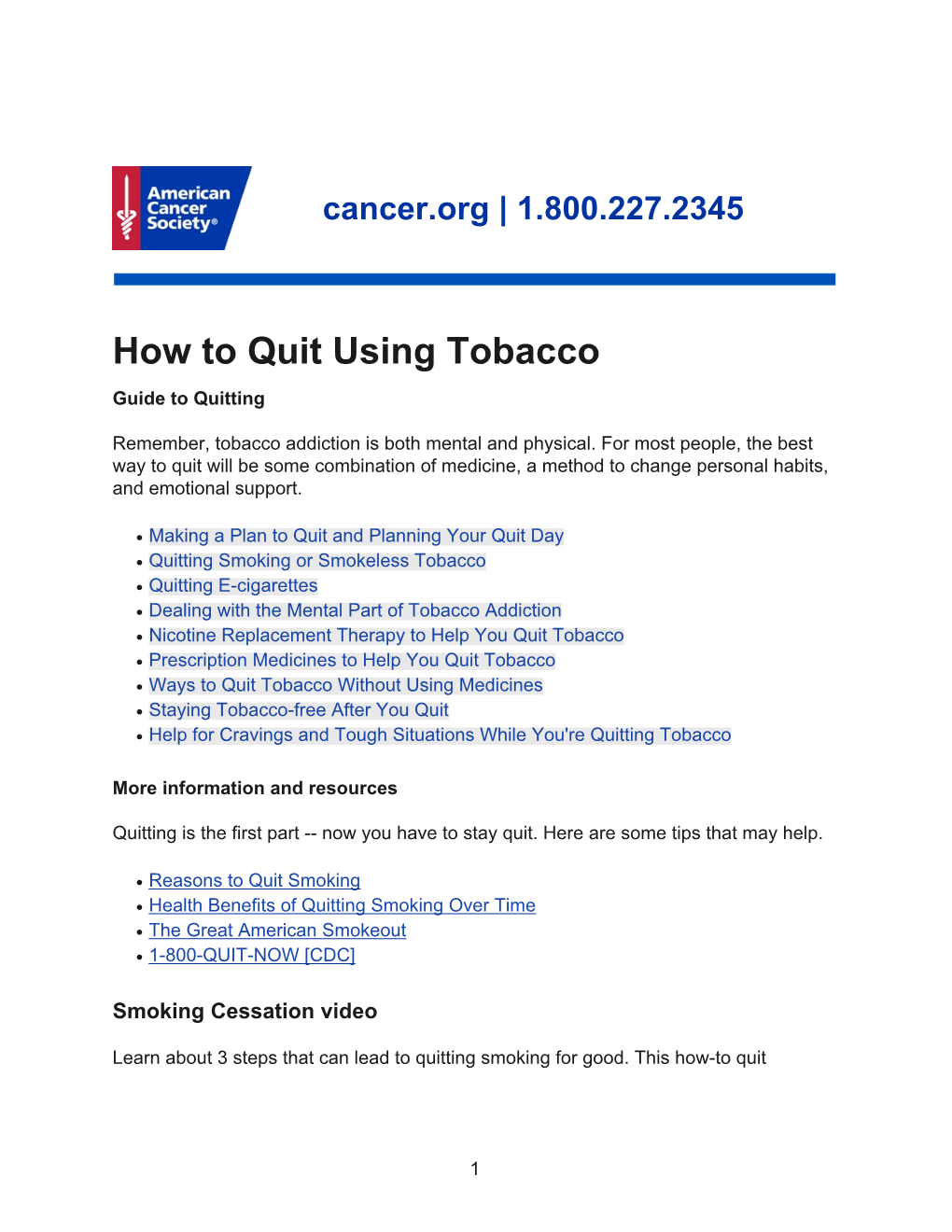 How to Quit Using Tobacco Guide to Quitting