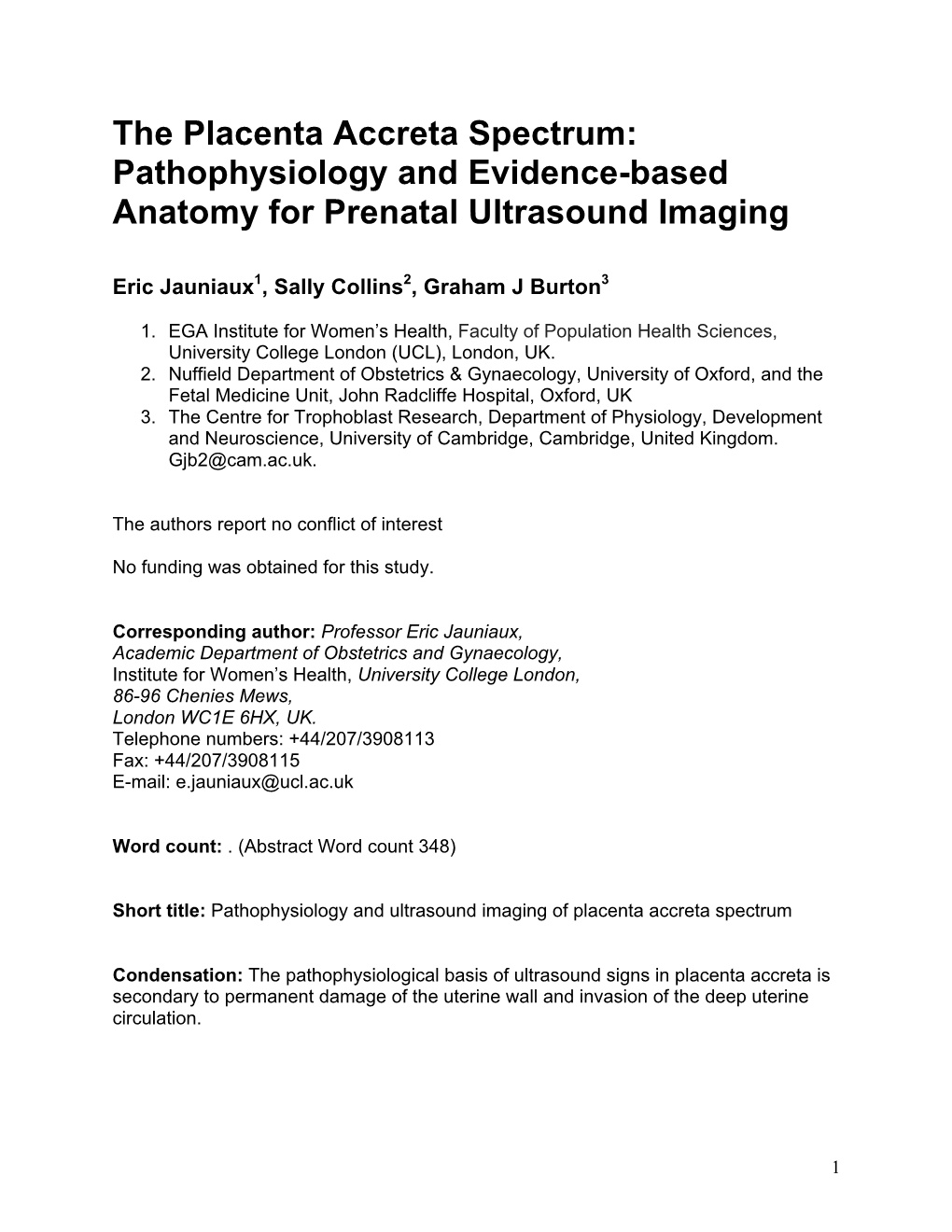 The Placenta Accreta Spectrum: Pathophysiology and Evidence-Based Anatomy for Prenatal Ultrasound Imaging