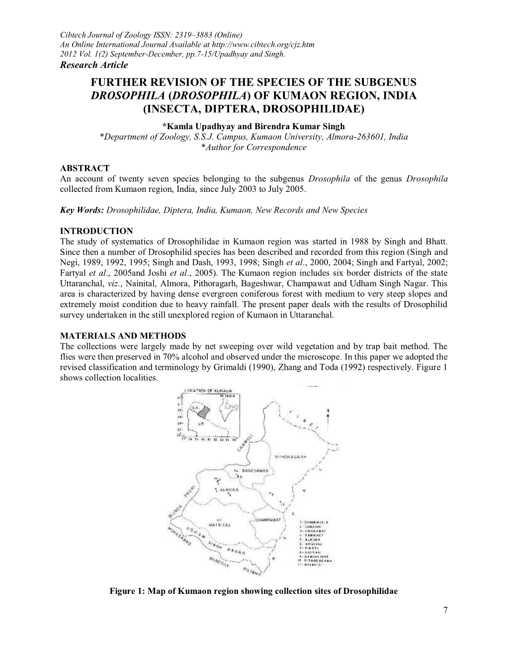 Further Revision of the Species of the Subgenus Drosophila (Drosophila) of Kumaon Region, India (Insecta, Diptera, Drosophilidae)