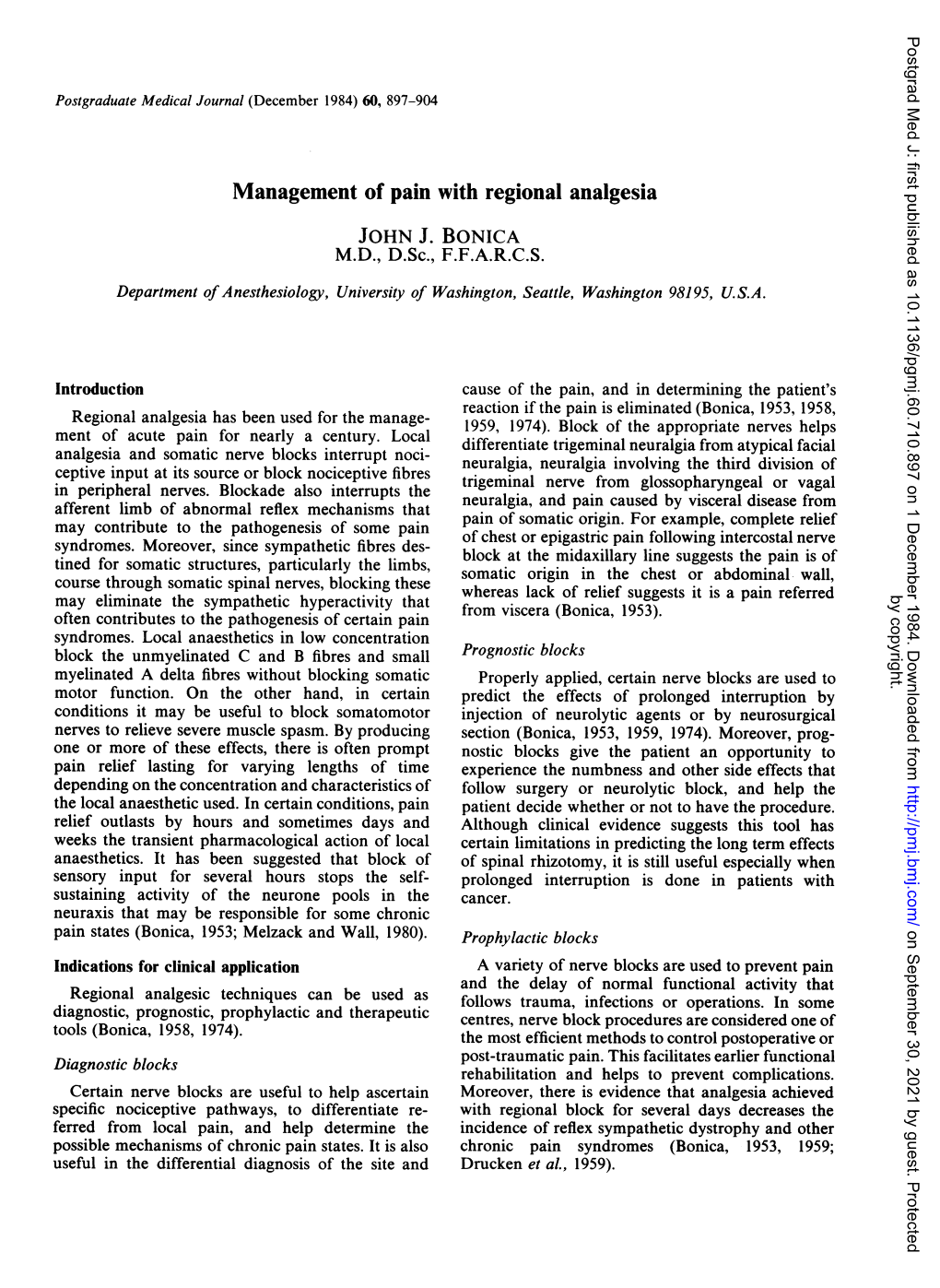 Management of Pain with Regional Analgesia JOHN J