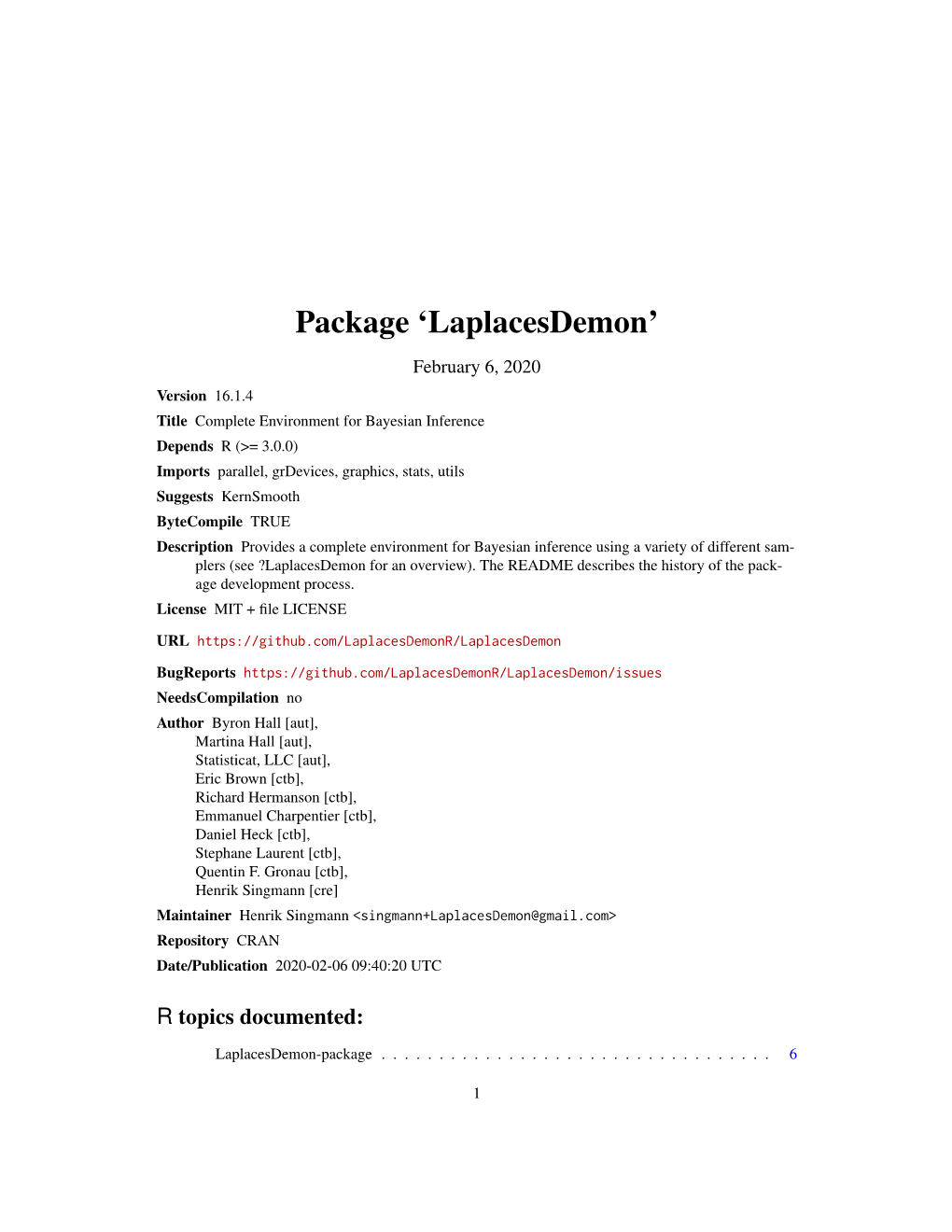 Package 'Laplacesdemon'