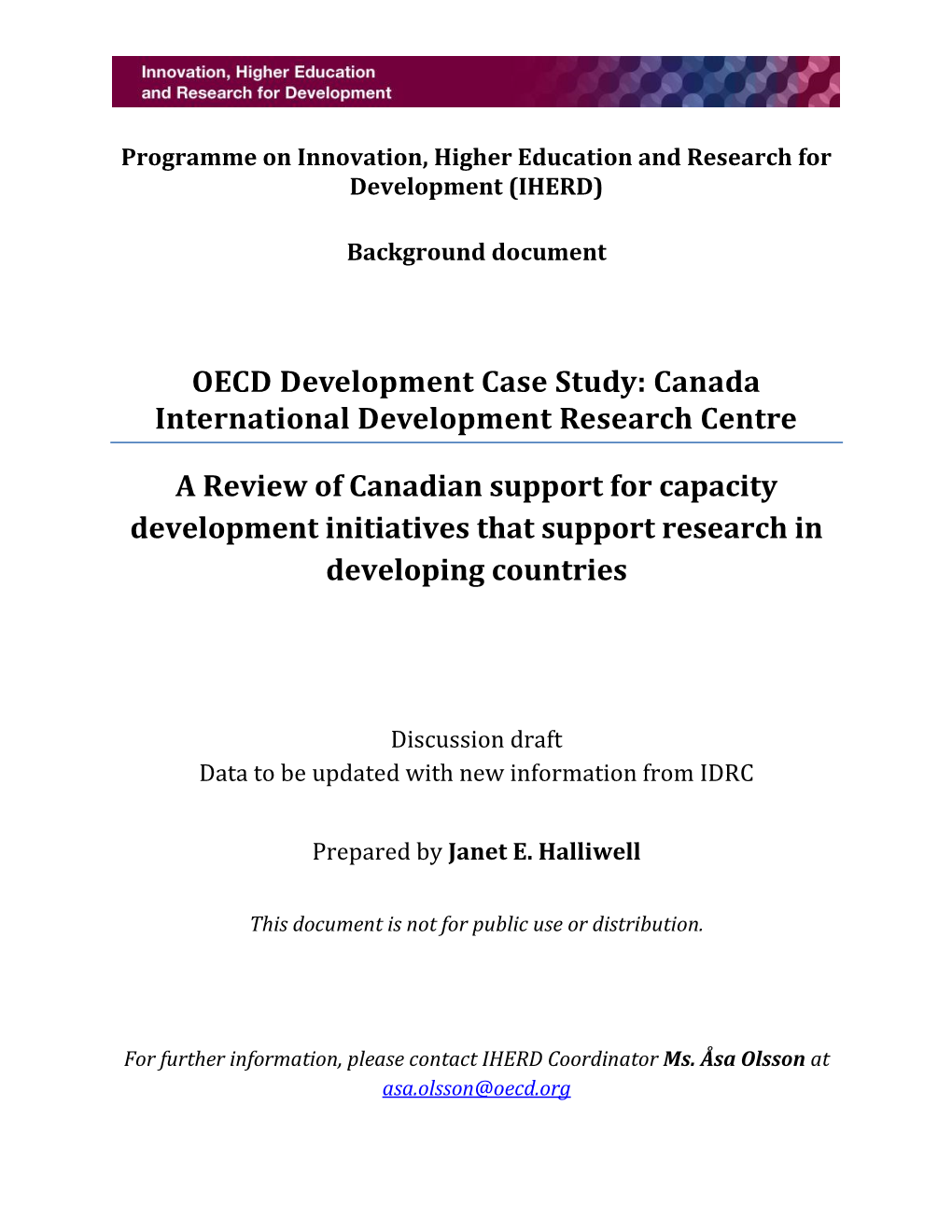 OECD Development Case Study: Canada International Development Research Centre