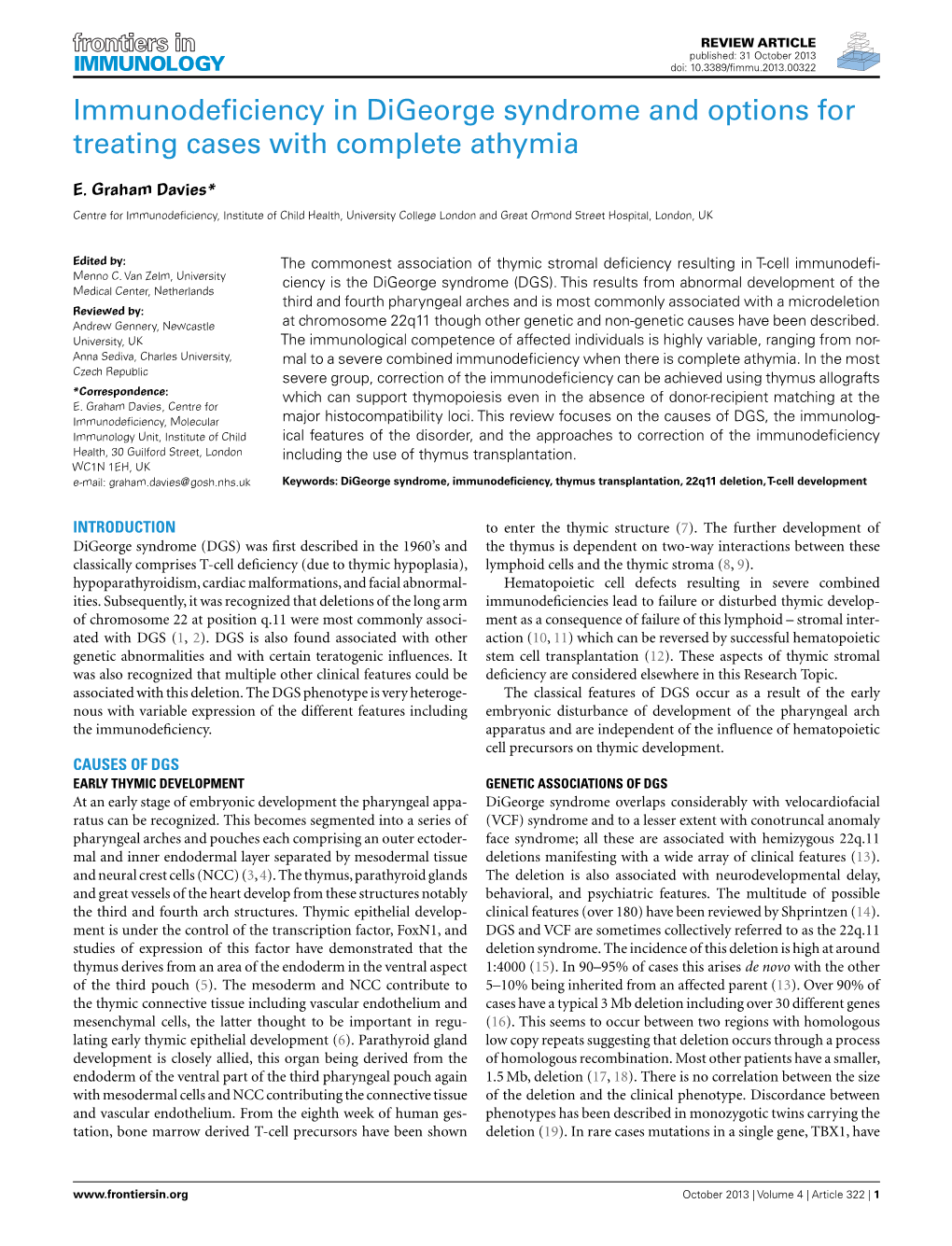 Immunodeficiency in Digeorge Syndrome and Options for Treating