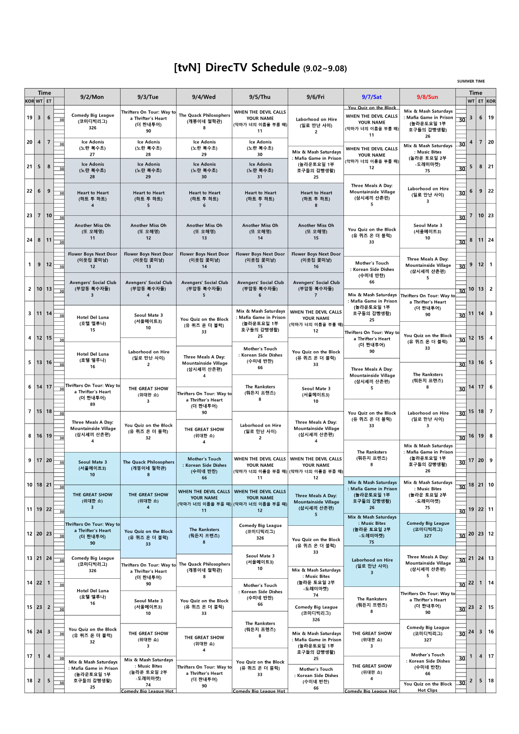 Tvn)Directv Schedule