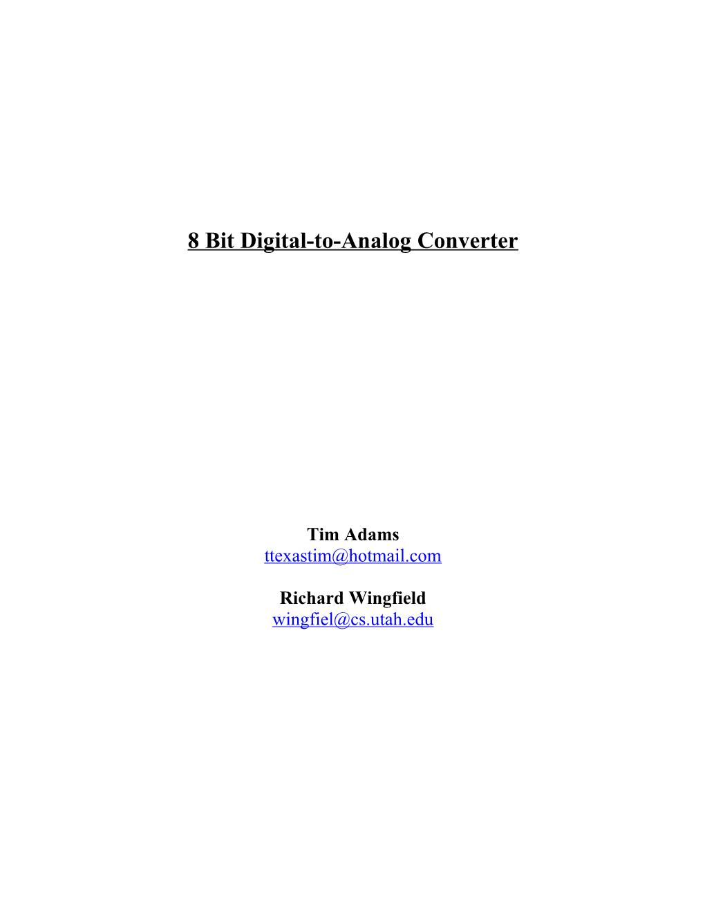 8 Bit Digital-To-Analog Converter