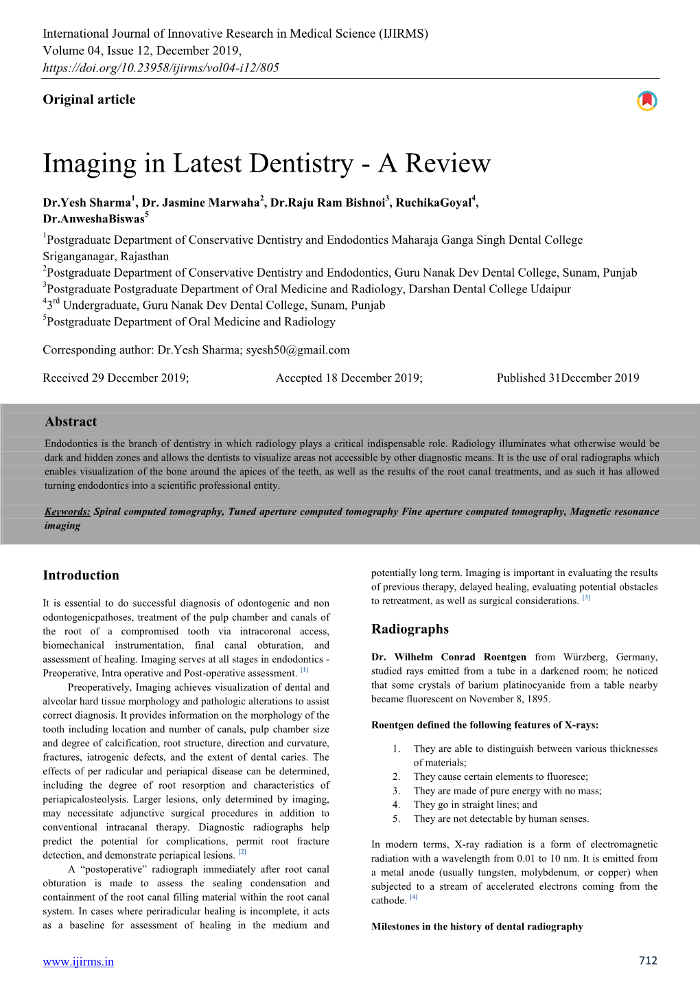 Imaging in Latest Dentistry - a Review