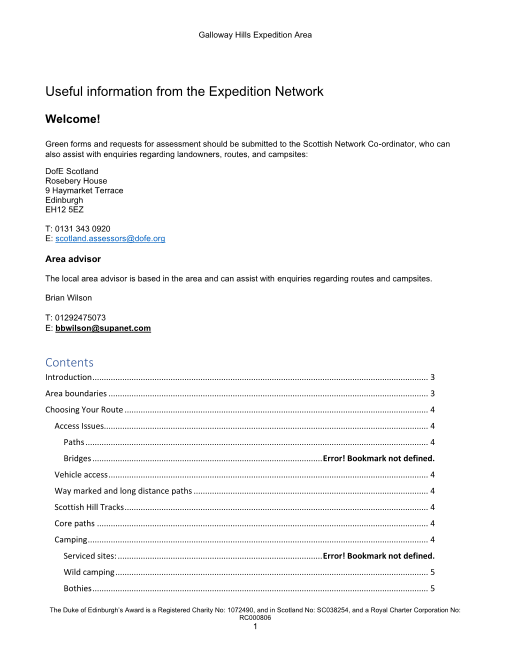 Galloway Hills Information Pack