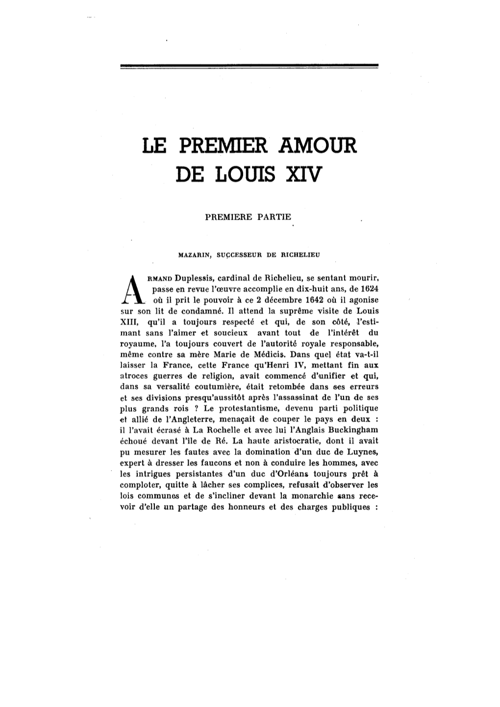 Le Premier Amour De Louis Xiv