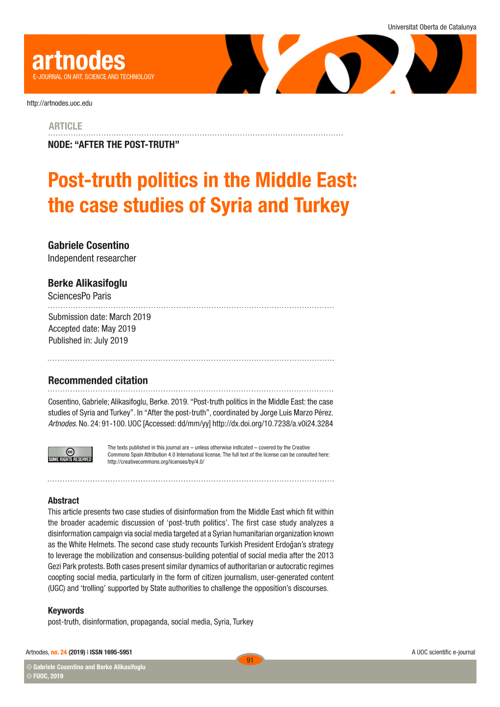 The Case Studies of Syria and Turkey