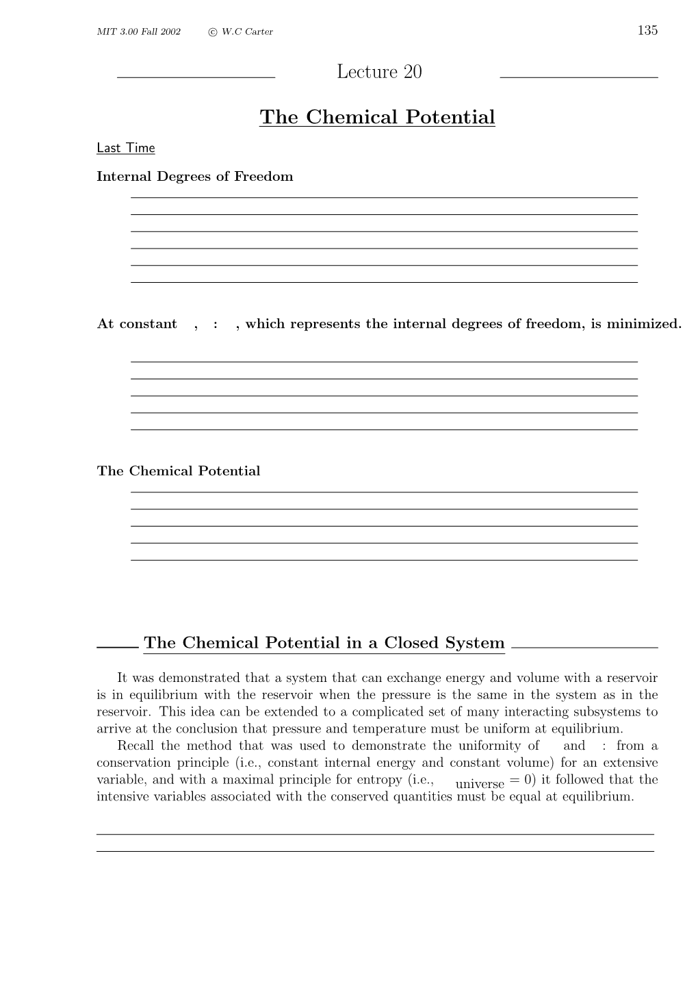 Lecture 20 the Chemical Potential