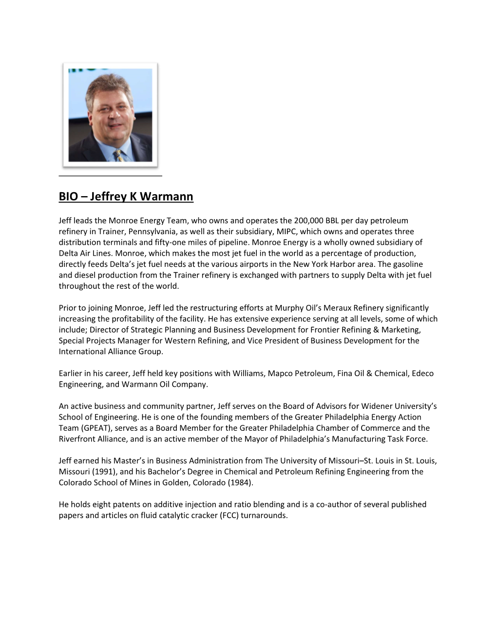 BIO – Jeffrey K Warmann