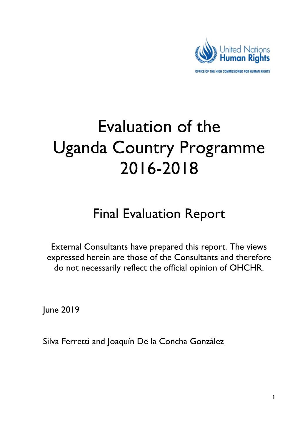 Evaluation of the Uganda Country Programme 2016-2018