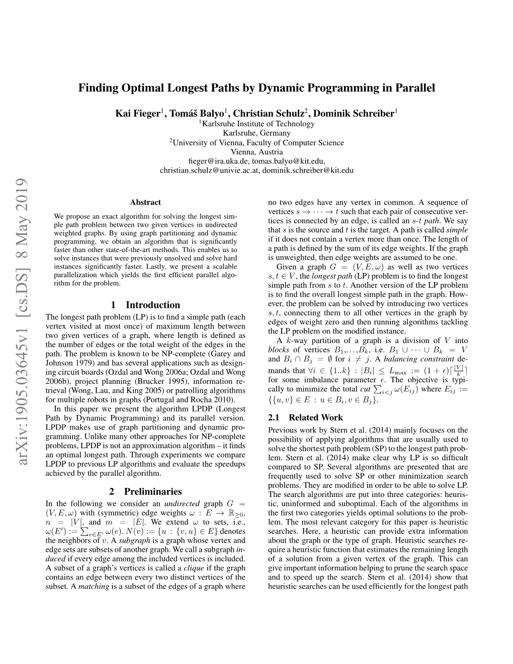 Finding Optimal Longest Paths by Dynamic Programming in Parallel