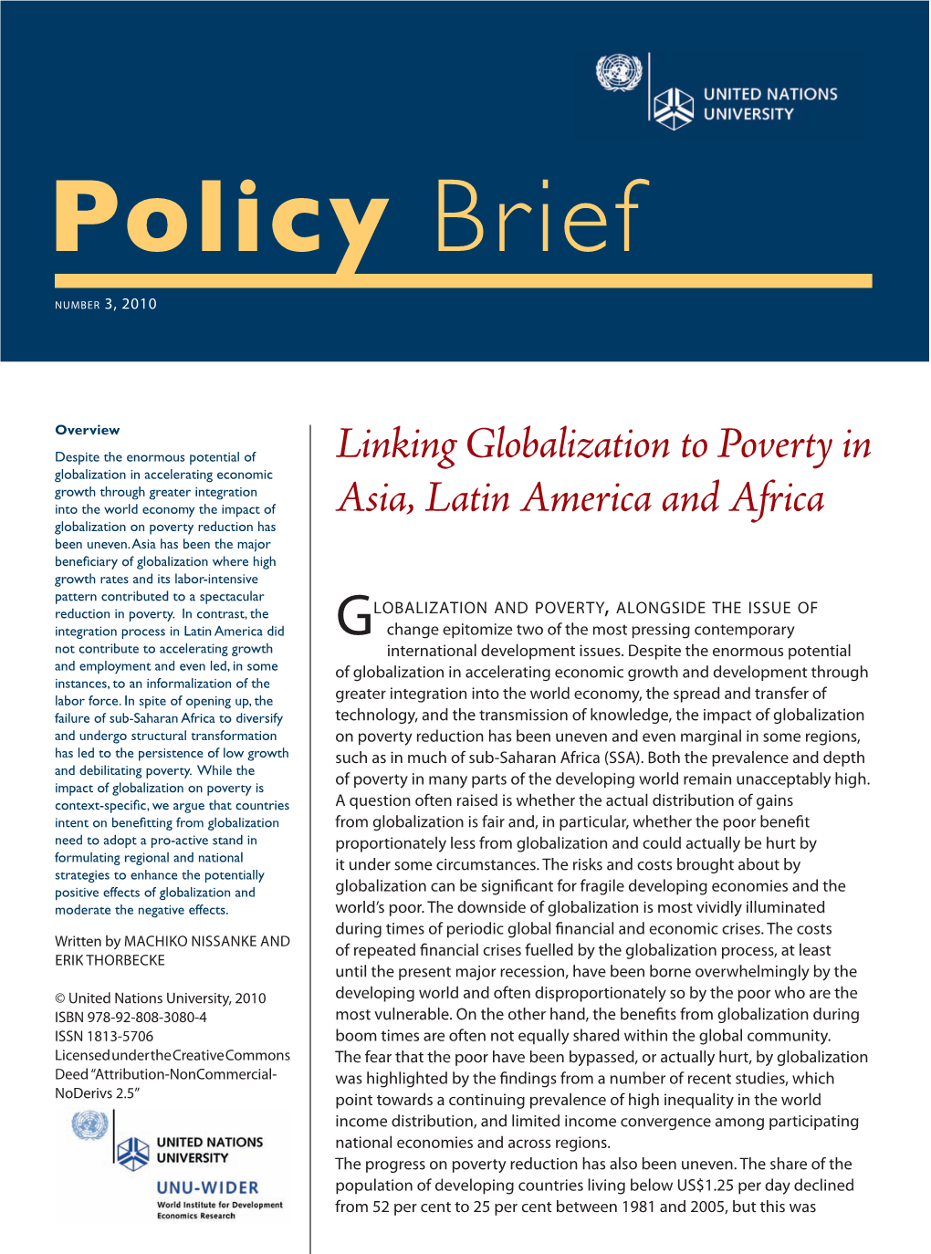 Linking Globalization to Poverty in Asia, Latin America and Africa