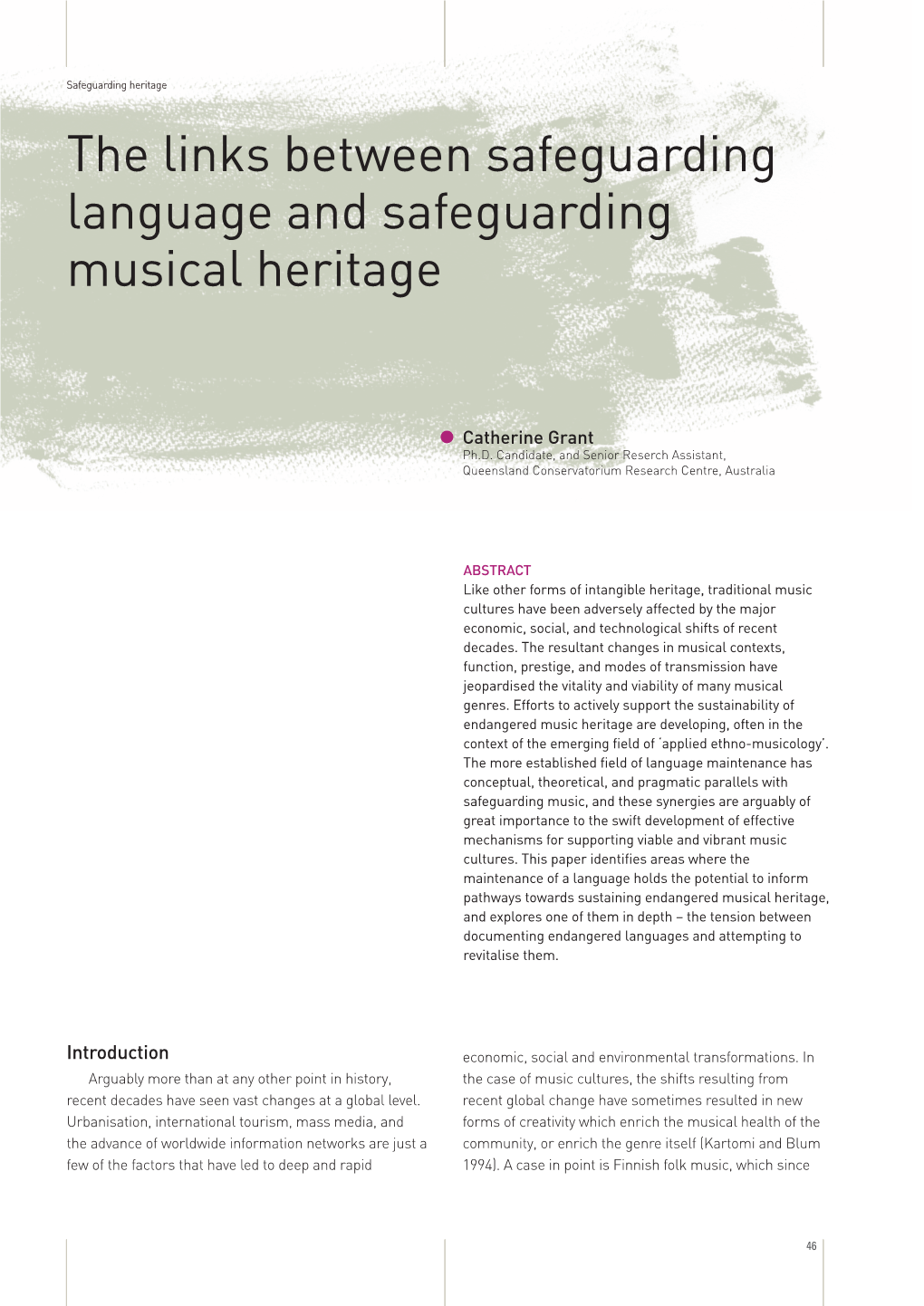 The Links Between Safeguarding Language and Safeguarding Musical Heritage