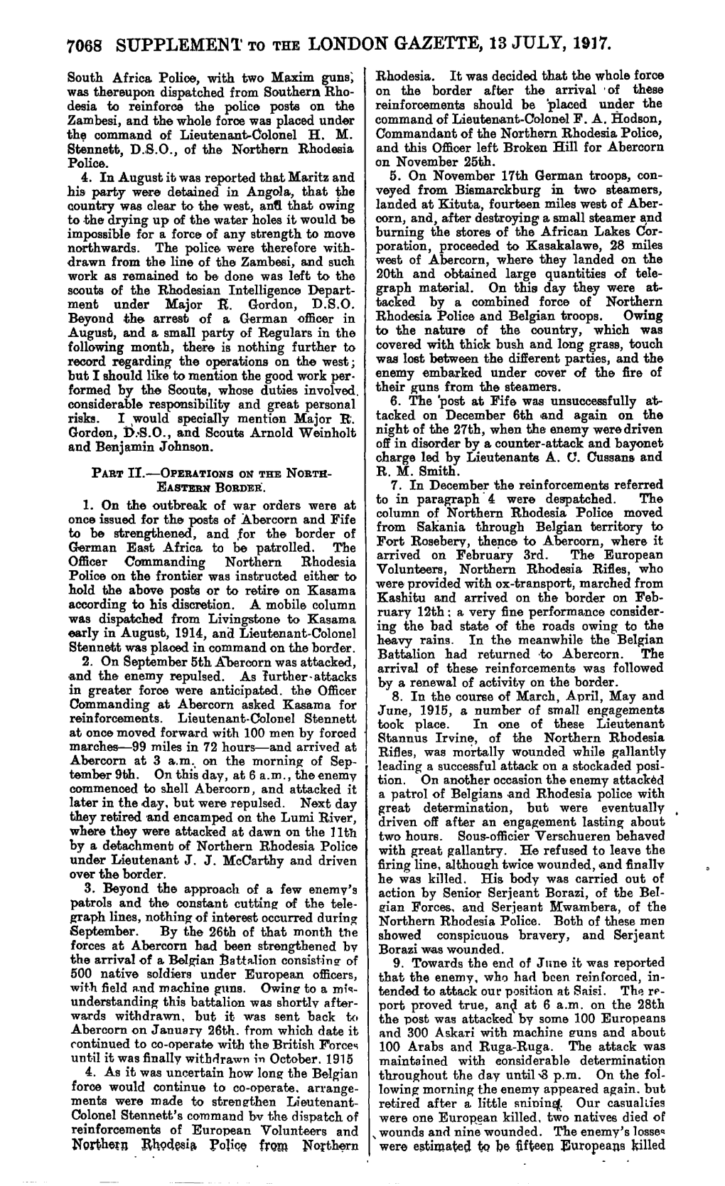 7068 Supplement to the London Gazette, 13 July, 1917