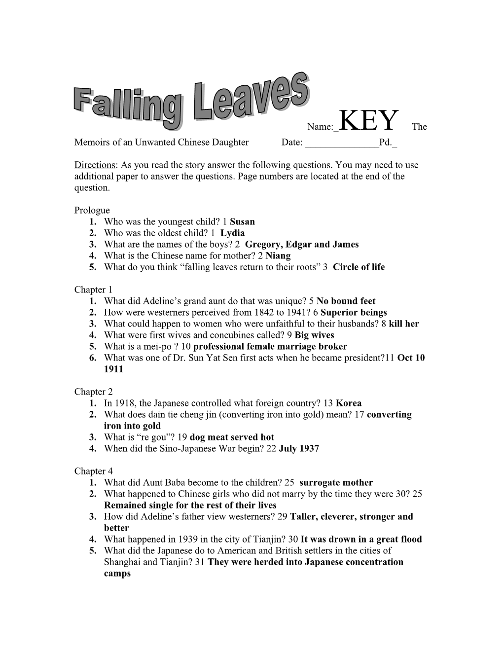 Falling Leaves Key