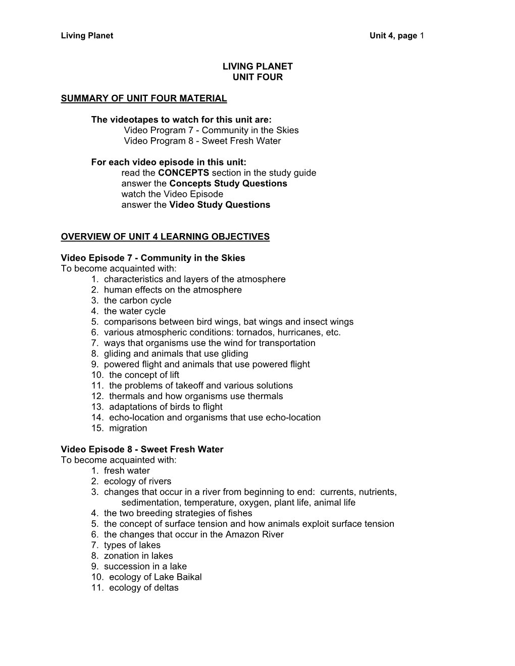 Living Planet Unit 4, Page 1