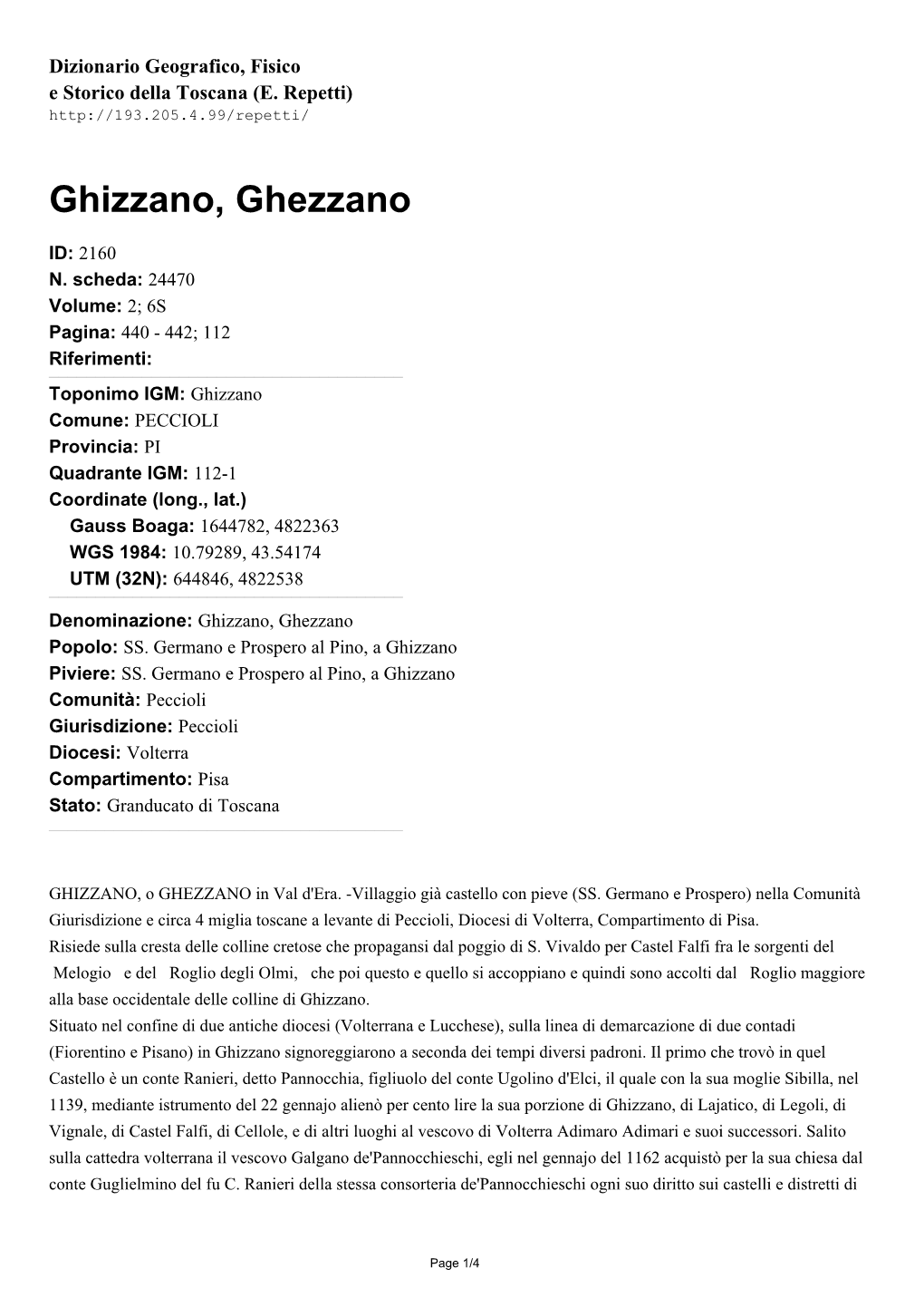 Ghizzano, Ghezzano
