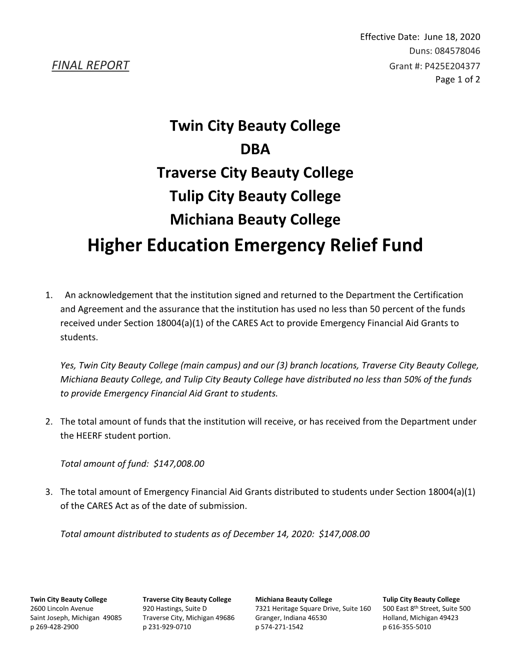 Higher Education Emergency Relief Fund