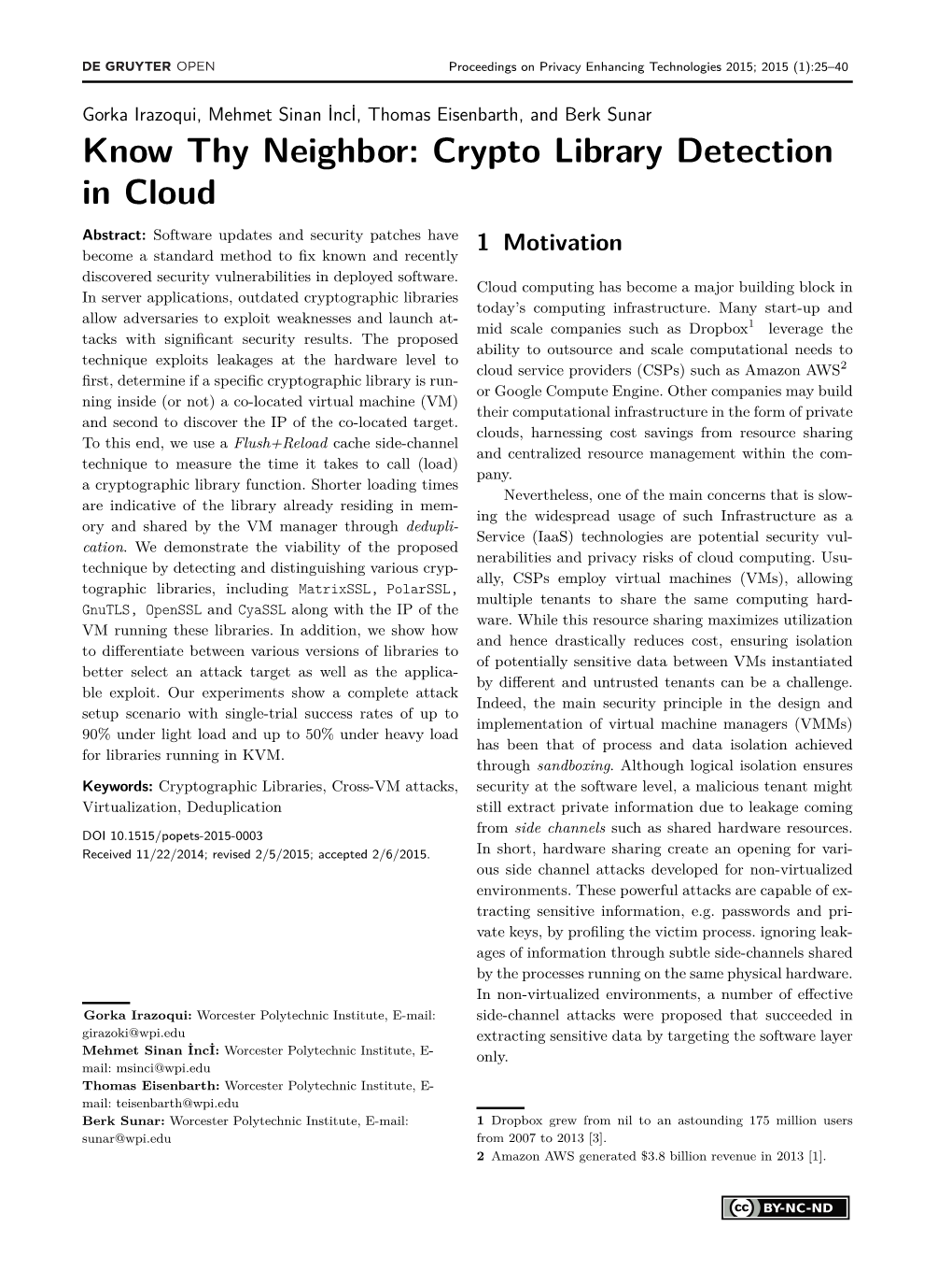 Know Thy Neighbor: Crypto Library Detection in Cloud