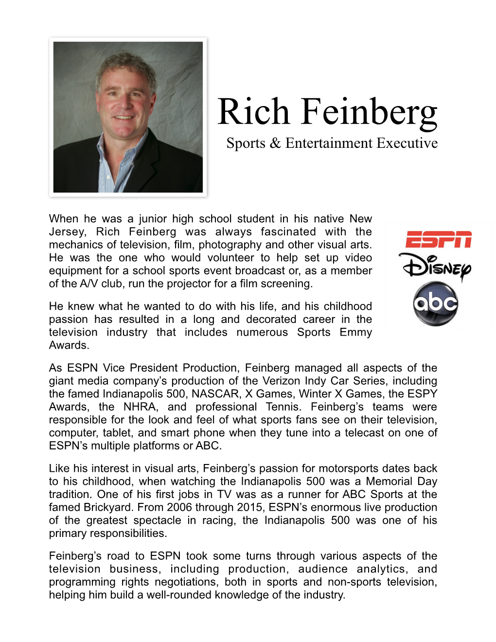 Rich Feinberg Bio 2016