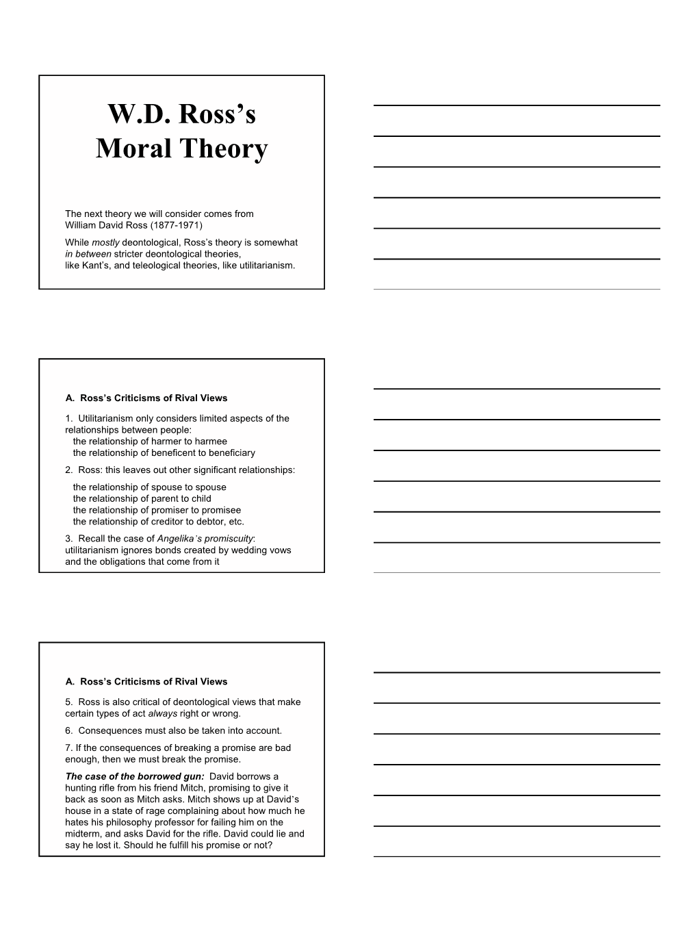 W.D. Ross's Moral Theory