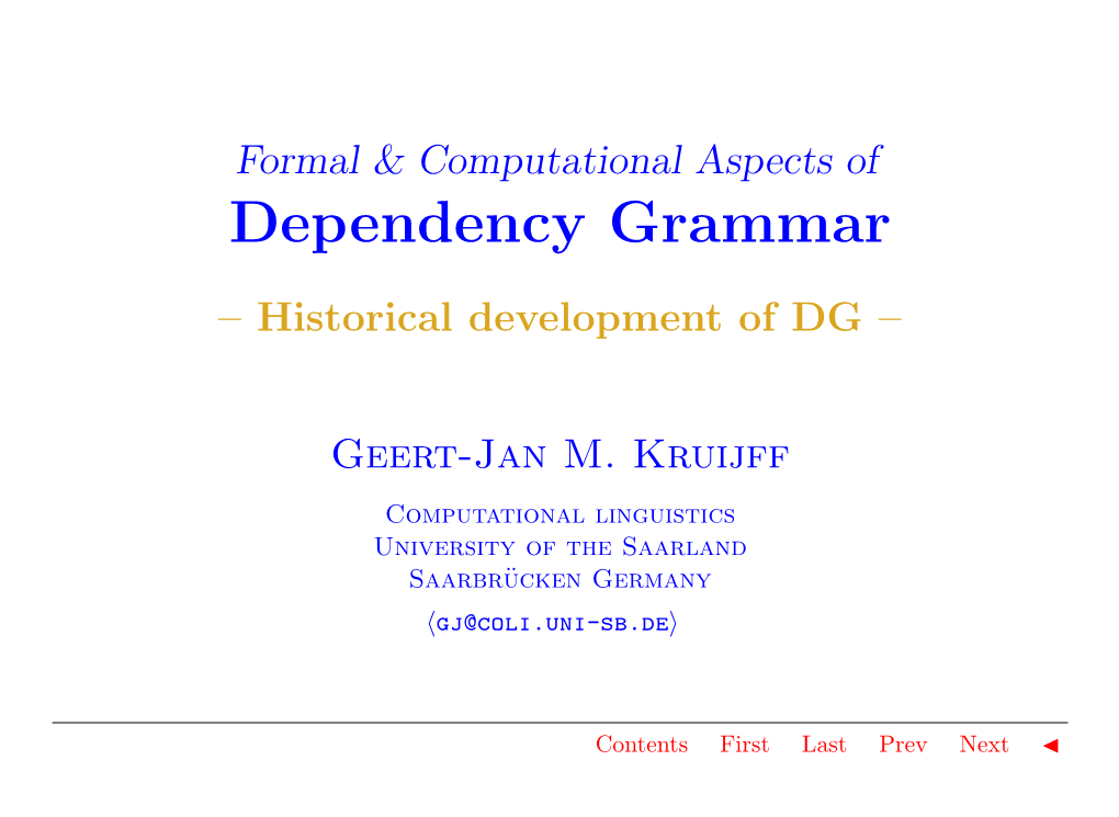 Dependency Grammar