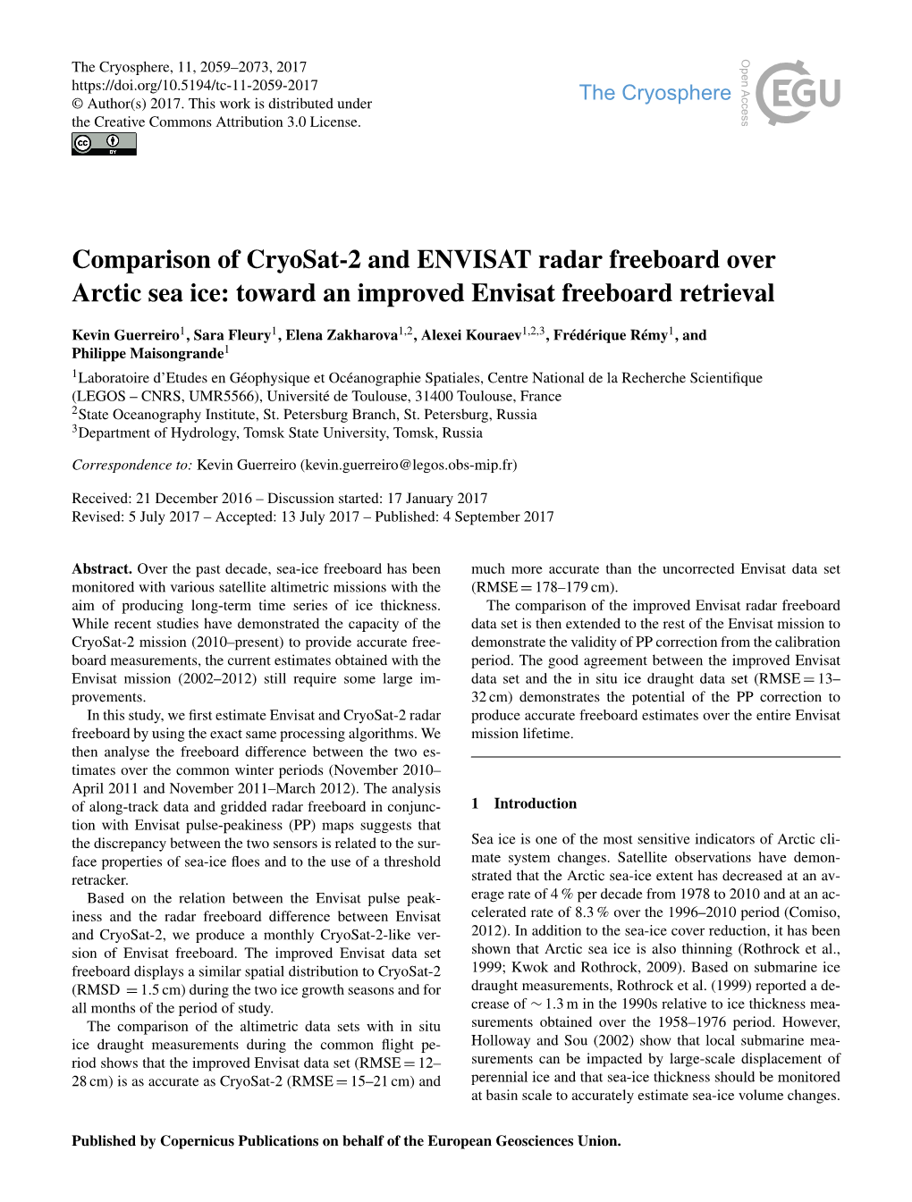 Comparison of Cryosat-2 and ENVISAT Radar Freeboard Over Arctic Sea Ice: Toward an Improved Envisat Freeboard Retrieval