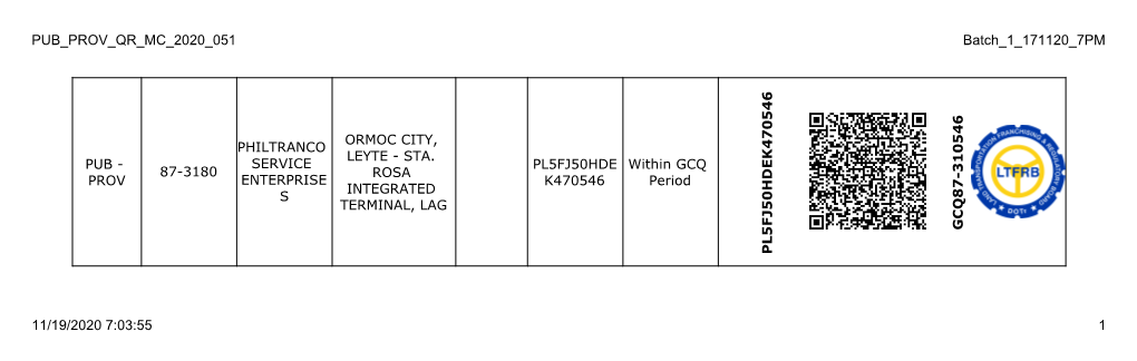 Prov 87-3180 Philtranco Service Enterprise S Ormoc