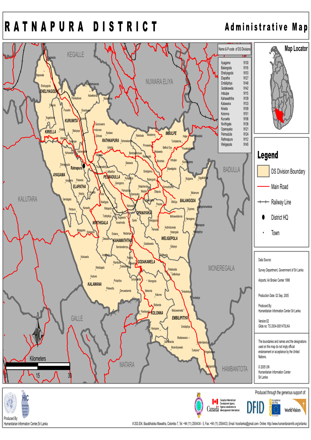 RATNAPURA DISTRICT Administrative Map