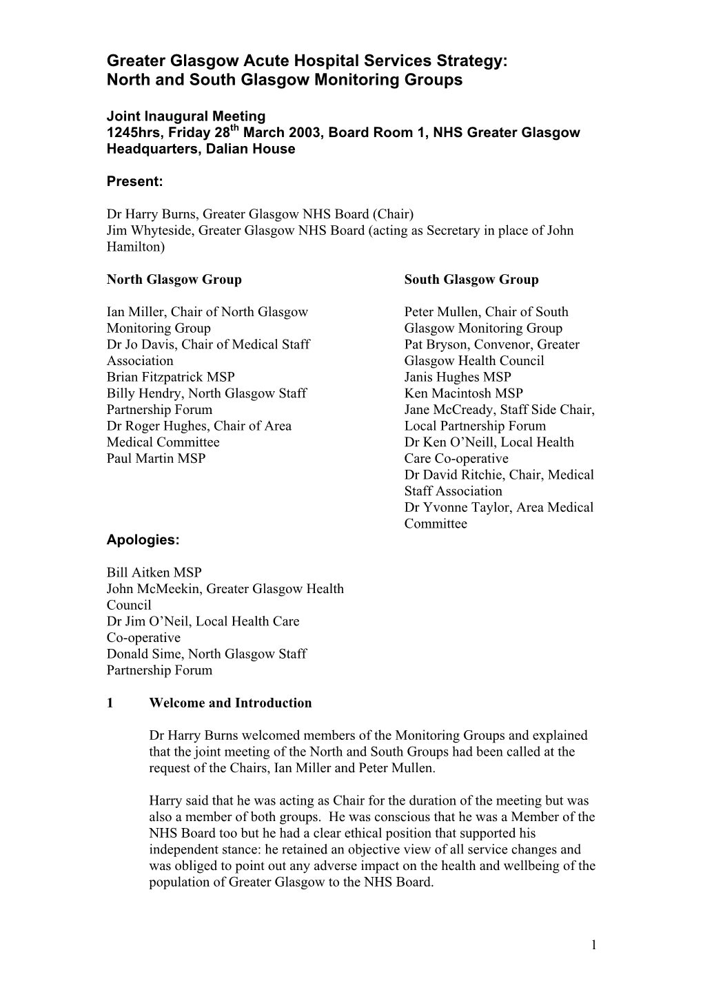 Acute Services Monitoring Group Minutes