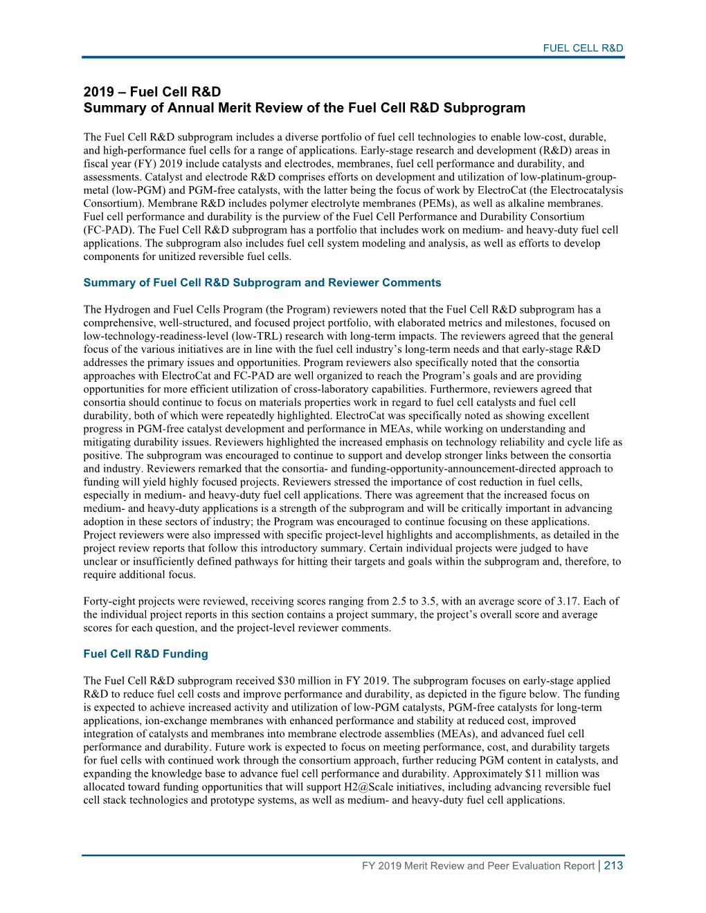 2019 – Fuel Cell R&D Summary of Annual Merit Review of the Fuel