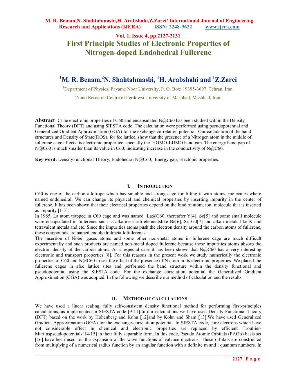 First Principle Studies of Electronic Properties of Nitrogen-Doped Endohedral Fullerene